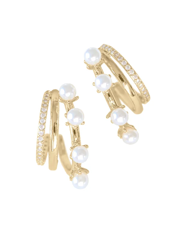 Women’s modern earrings-Hattie Pearl Hoops