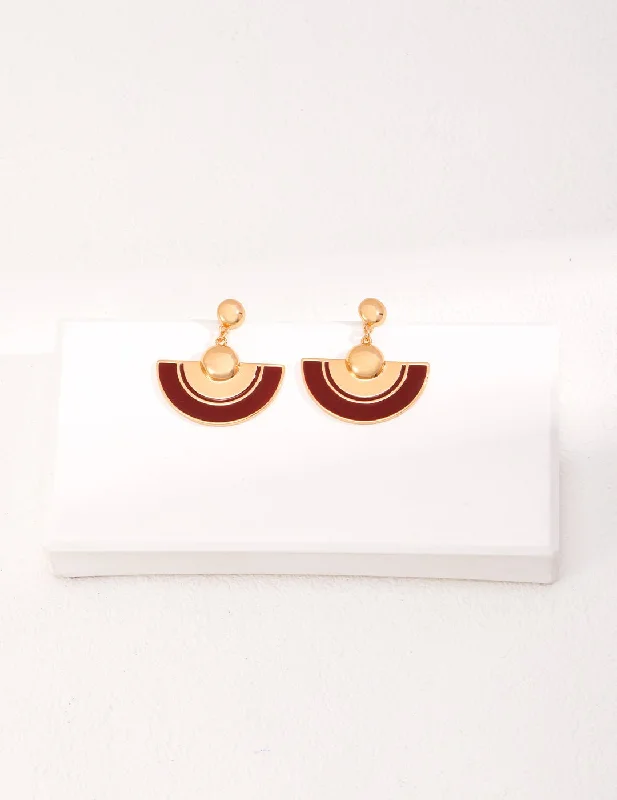 Women’s small hoop earrings-Red Scalloped Glaze Earrings