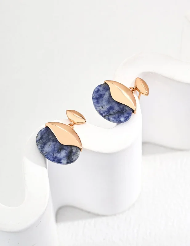 Women’s creative earrings-Blue Mood Vintage Oval Gemstone Drop Earrings