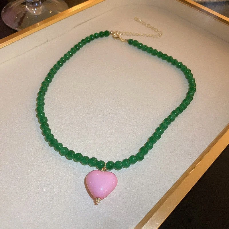 8 Green Heart Necklace