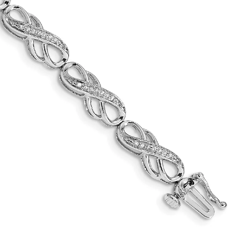 Women’s layered cuff bracelets-14k White Gold Diamond Infinity Symbol Link Bracelet-WBC-BM4638-025-WA