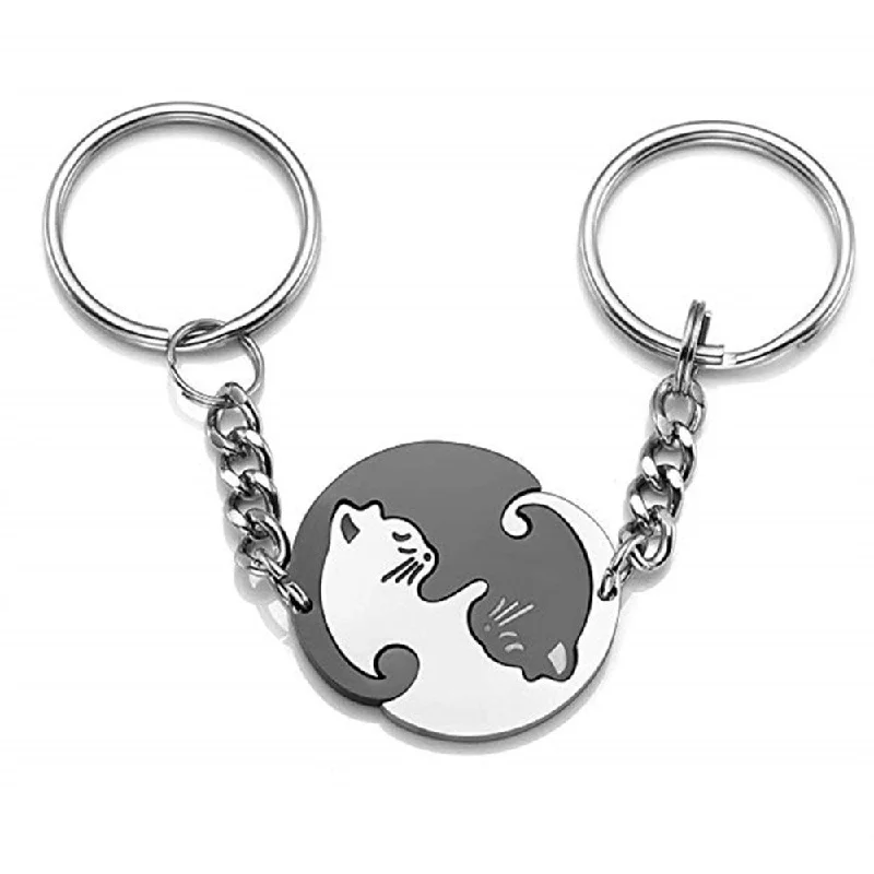 Black and White Cat Keychain