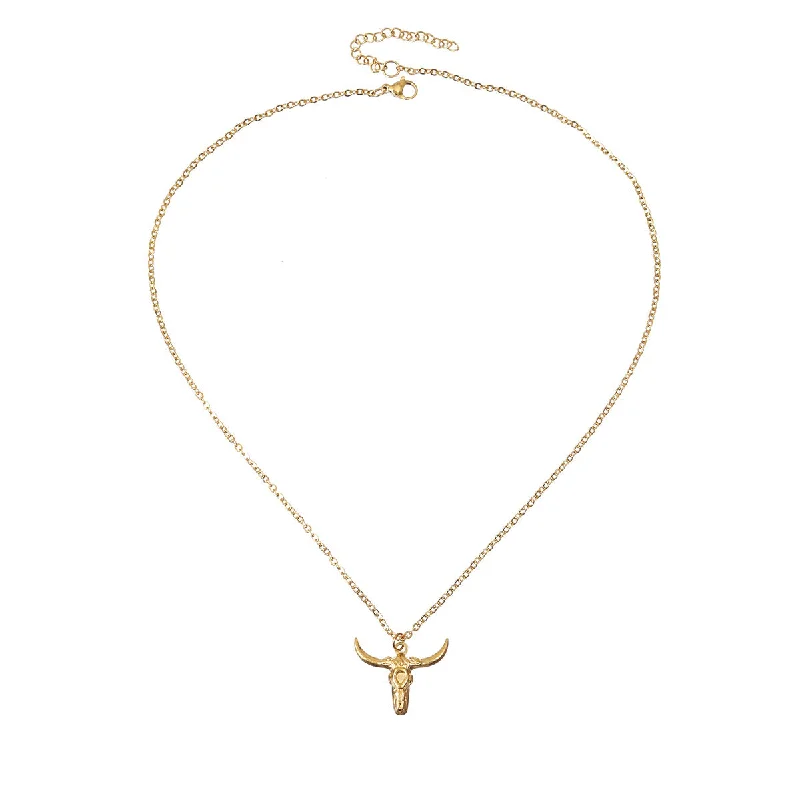 Gold Cow Head Pendant Necklace