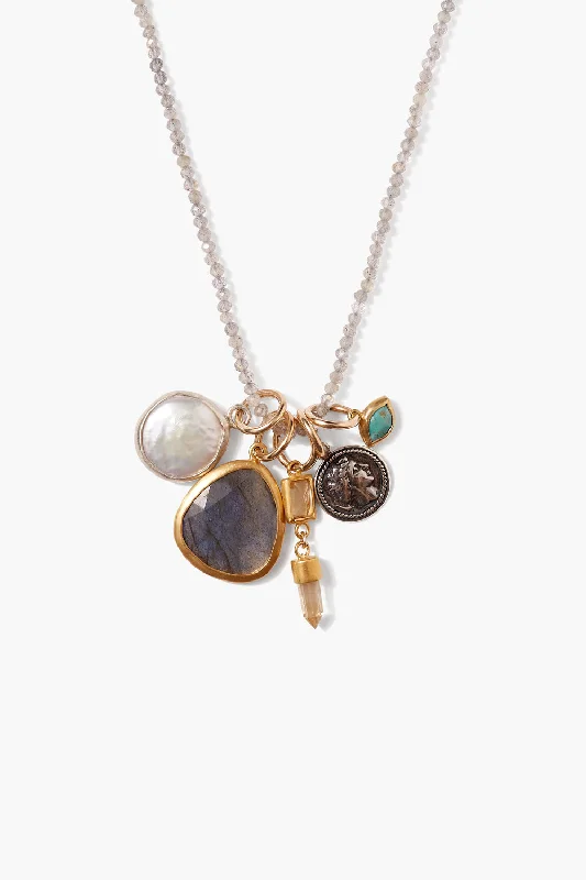 Women’s heirloom necklaces-Hypatia Charm Necklace Labradorite Mix