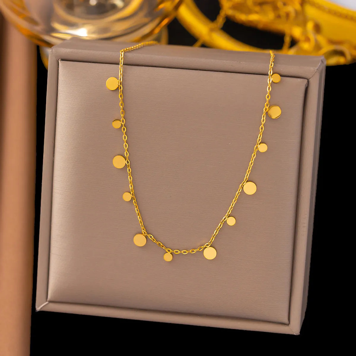 Women’s wide band necklaces-Commute Solid Color Titanium Steel Plating Gold Plated Necklace