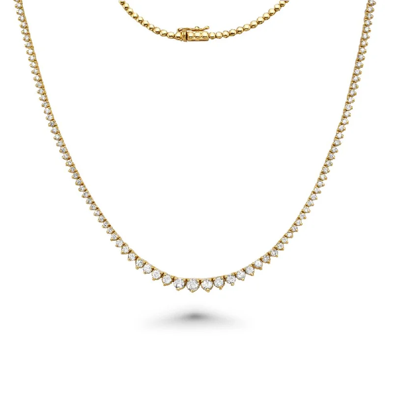 Women’s classic pendant necklaces-HalfWay Riviera Diamond Tennis Necklace (3.50 ct.) 2.00 mm to 4.45 mm 3-Prongs Setting in 14K Gold