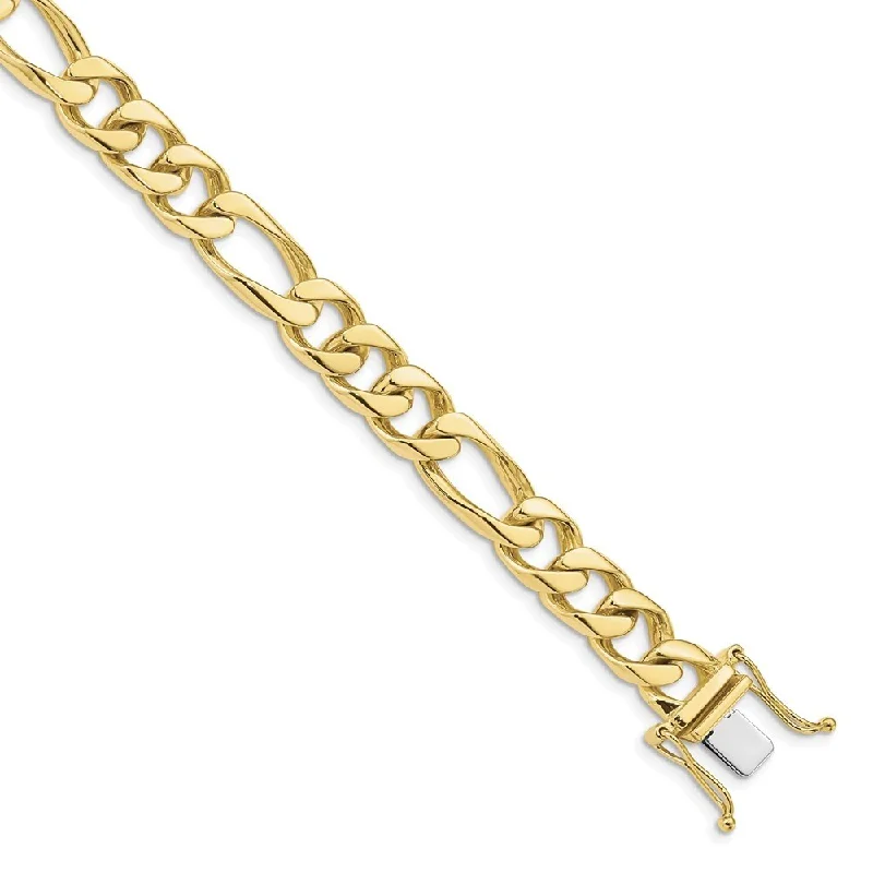 Women’s vintage bracelets-10k Yellow Gold 8.8mm Hand-Figaro Link Bracelet, 8"