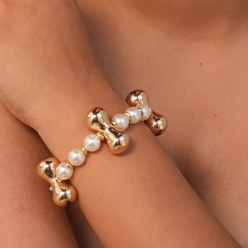 Women’s chic bracelets-TFC 4 Dogbone Pearl Adjustable Bracelet