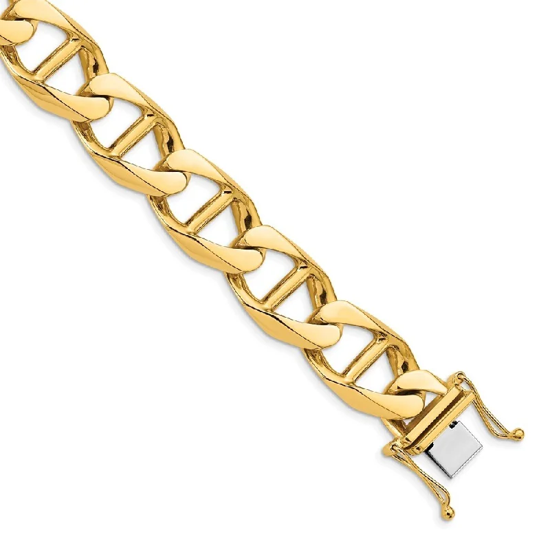 Women’s personalized bracelets-14k Yellow Gold 14.6mm Hand-polished Anchor Link Bracelet, 8"