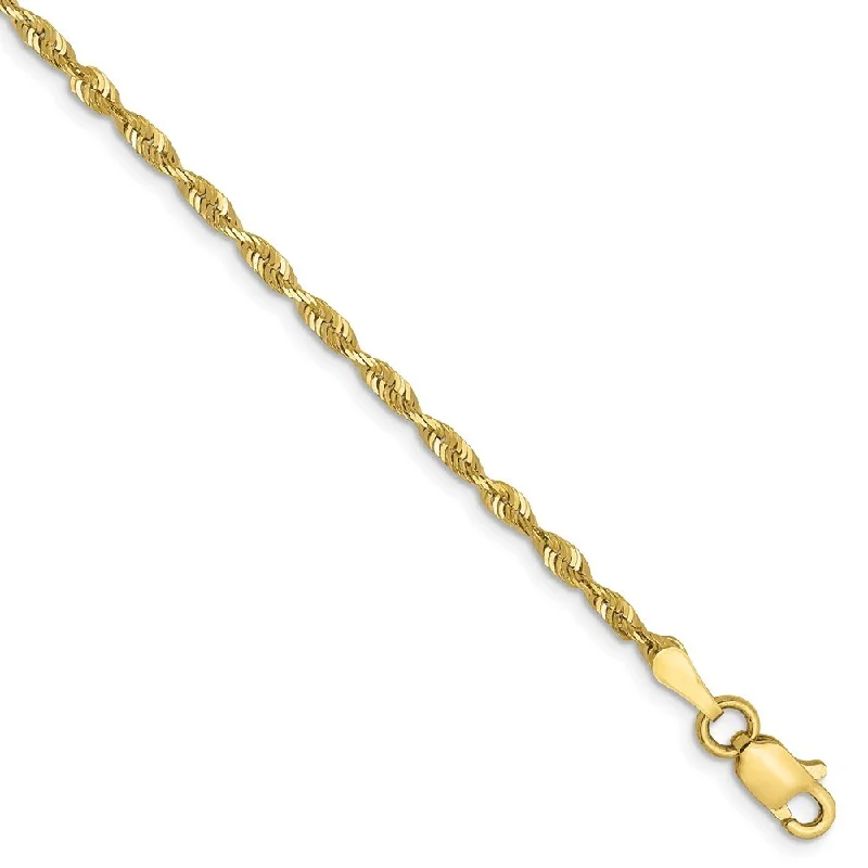 Women’s gold bracelets-Leslie's 10k Yellow Gold 2mm Diamond-Cut Lightweight Rope Chain Bracelet, 7"