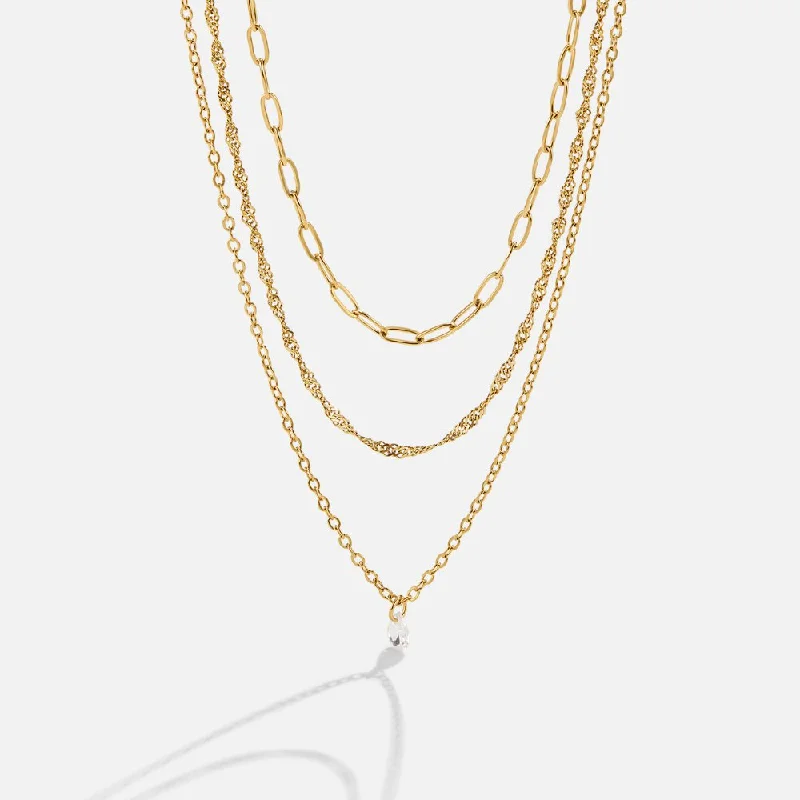 Women’s chic crystal necklaces-Jana Triple Chain Necklace