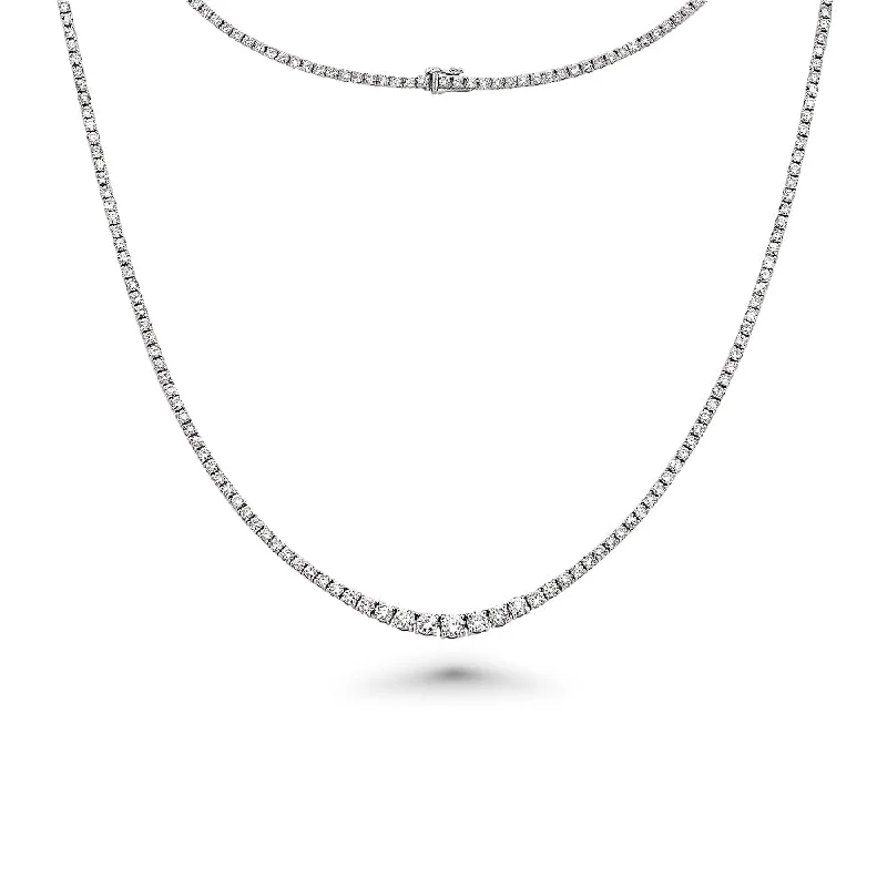 Women’s delicate necklaces-Riviera Diamond Tennis Necklace (5.00 ct.) 1.8 mm to 3.60 mm 4-Prongs Setting in 14K Gold