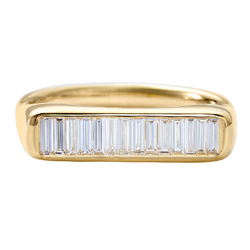 Women’s chic rings-Channel Statement Ring with Baguette Cut Diamonds