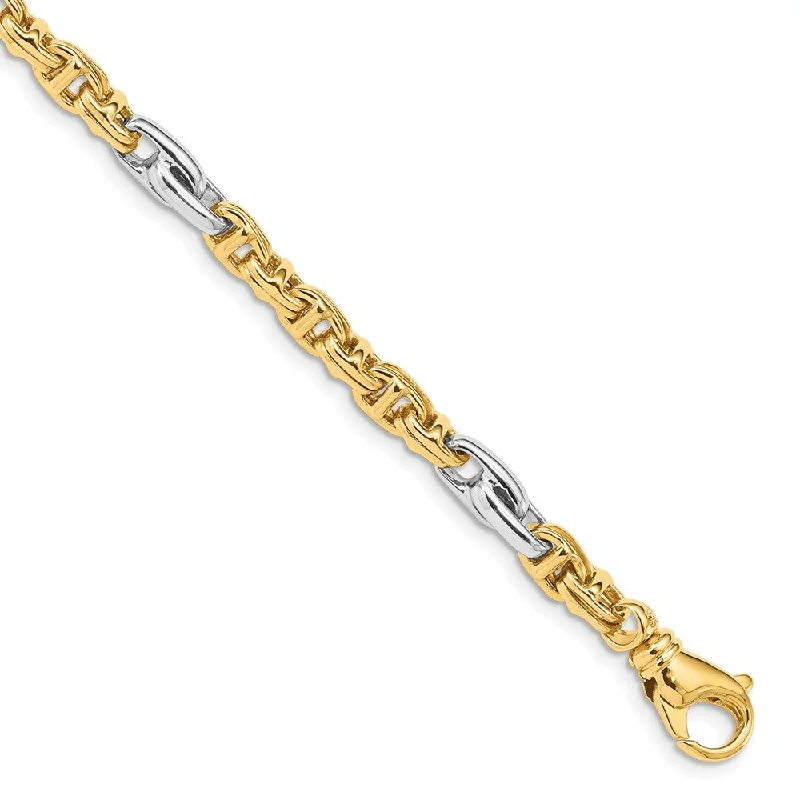 Women’s unique bracelets-14k Two-tone 5.38mm Hand-polished Fancy Link Bracelet-WBC-LK697-8.5