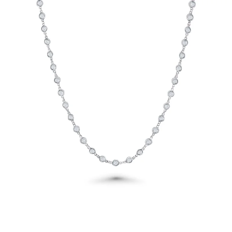 Women’s choker necklaces-66 Stone Diamond By The Yard Necklace, Bezel Set Diamond Station Necklace (3.00 ct.) in 14K Gold