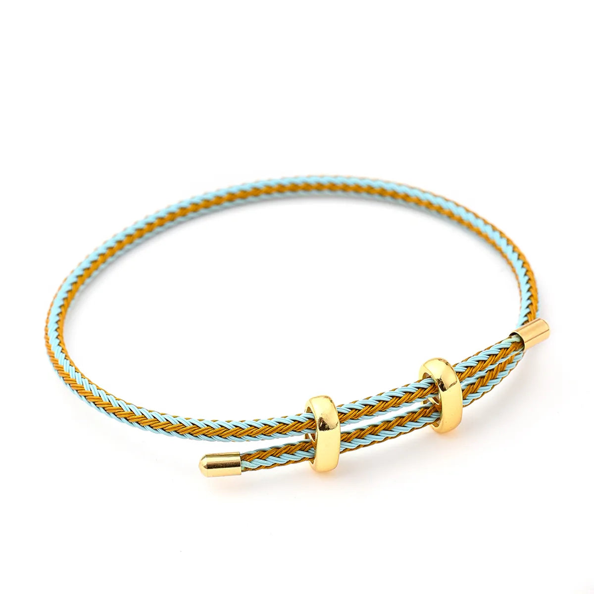 8-Word Buckle Light Blue & Gold Steel Wire Carrying Strap (Gold)