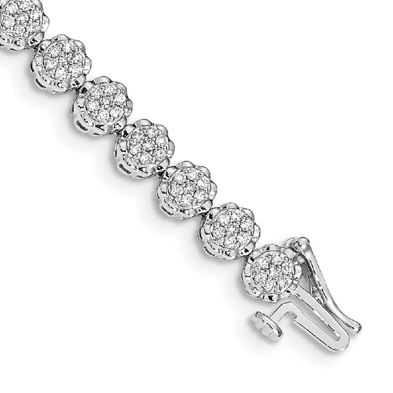 Women’s gemstone charm bracelets-14k White Gold Diamond Bracelet-WBC-BM4660-163-WA