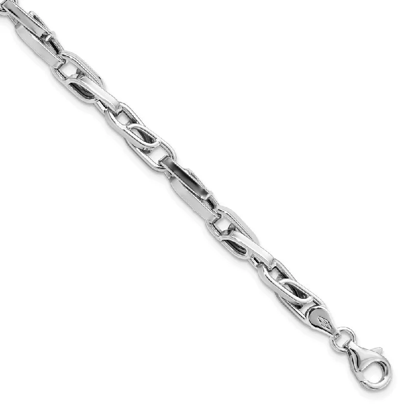 Women’s gemstone bracelets-14k White Gold 5mm Fancy Link Bracelet, 8.25"