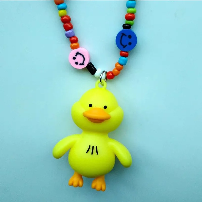 Small Yellow Duck Beaded Necklace