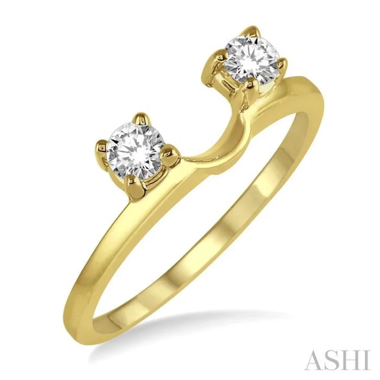 Women’s silver engagement rings with diamonds-1/3 Ctw Round Cut Diamond Wrap Ring in 14K Yellow Gold