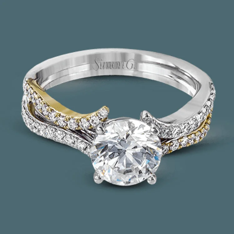 Women’s solitaire engagement rings-Beautiful curves lines make this engagement setting one of the kind. A stunning .41 ctw of white diamonds sparkle on this ring.