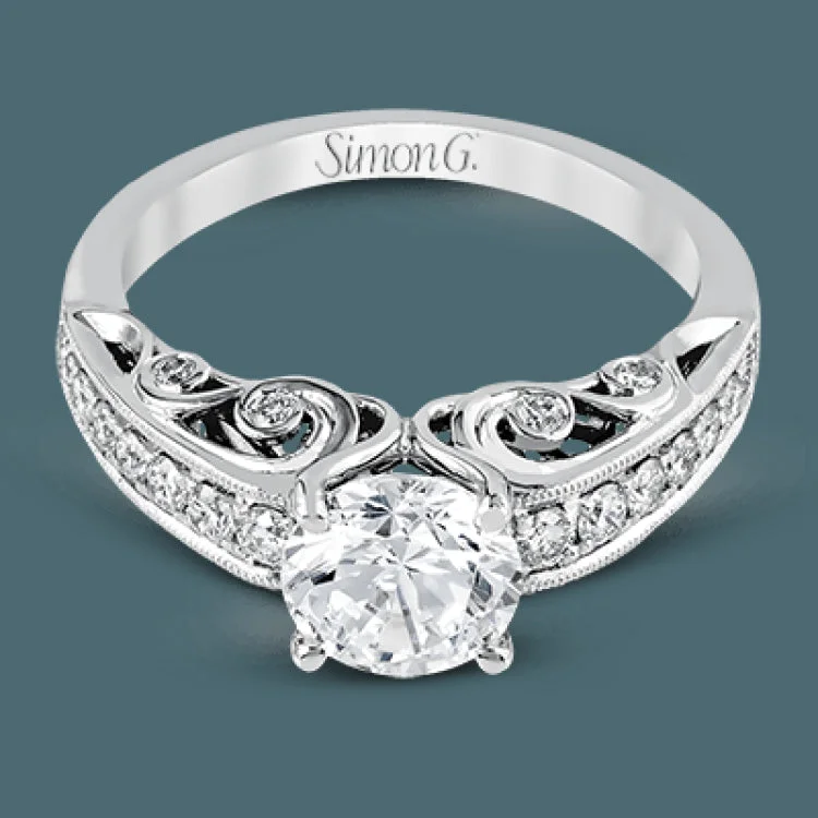 Women’s wedding engagement rings-Presenting a purely romantic setting, this remarkable white gold engagement ring is set with .41 ctw of glimmering round cut white diamonds.