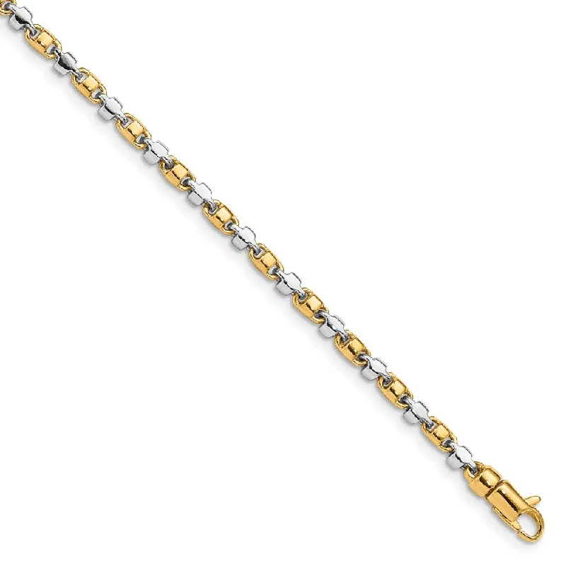 Women’s adjustable chain bracelets-14k Two-tone 2.6mm Hand-polished Fancy Link Bracelet-WBC-LK695-7