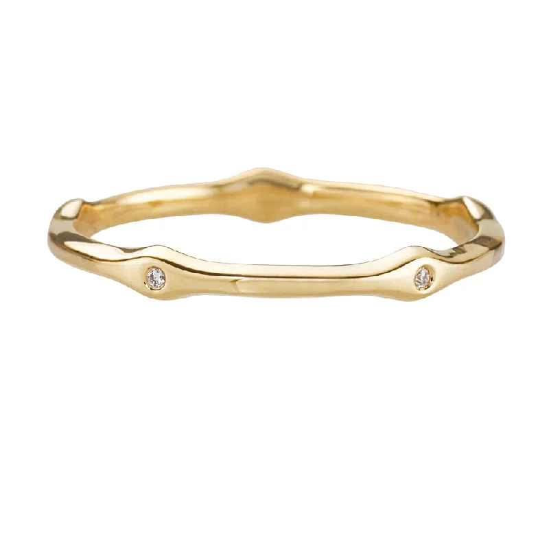 Women’s sleek modern rings-Golden Eternity Band with Brilliant Diamond Elements