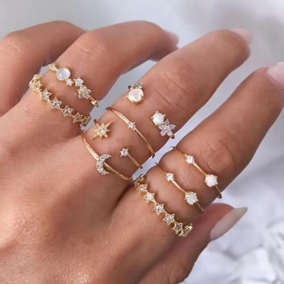 Women’s designer rings-Simple Style Geometric Alloy Plating Rhinestones Women's