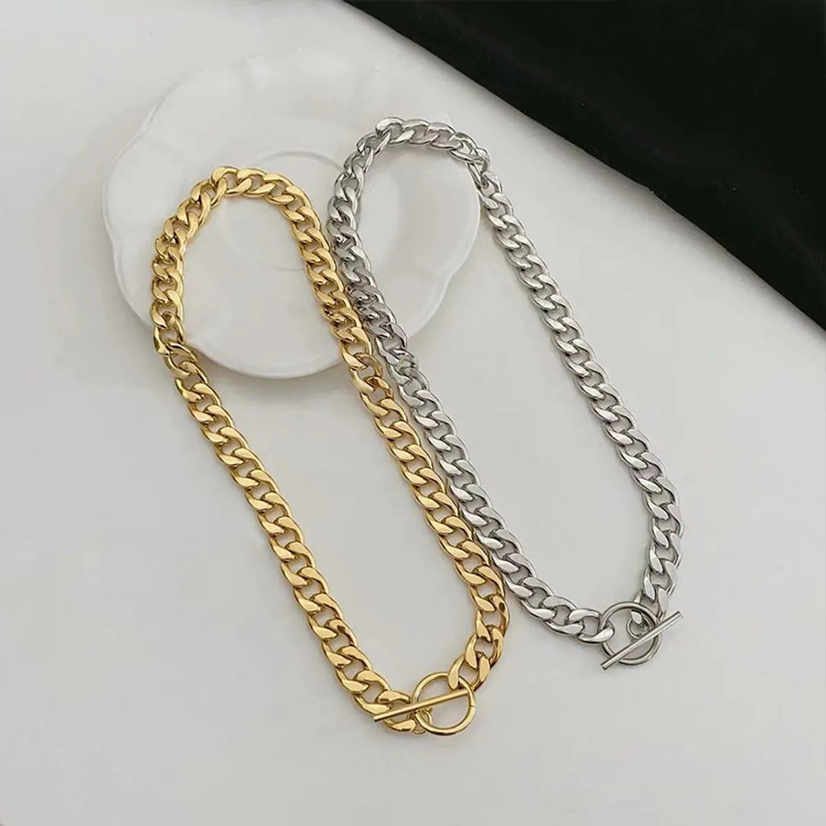 Women’s twisted necklaces-Hip-hop Solid Color Stainless Steel Plating 18k Gold Plated Necklace