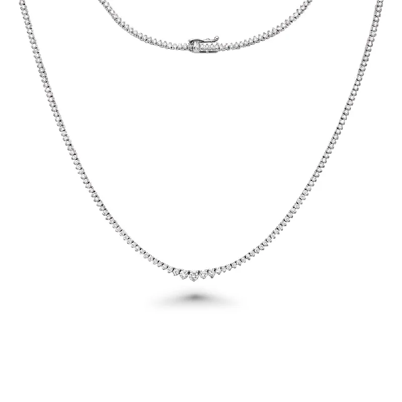 Women’s personalized name necklaces-Riviera Diamond Tennis Necklace (3.50 ct.) 1.90 mm to 2.90 mm 3-Prongs Setting in 14K Gold