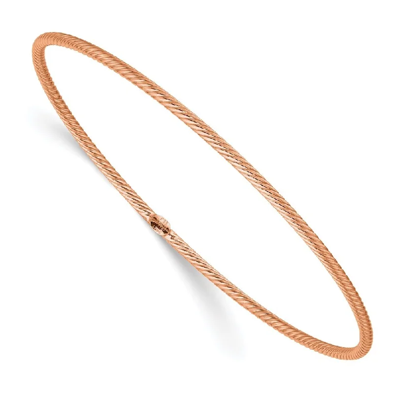 Women’s gemstone charm bracelets-14k Rose Gold 0.28mm Textured Slip-on Bangle Bracelet, 8"