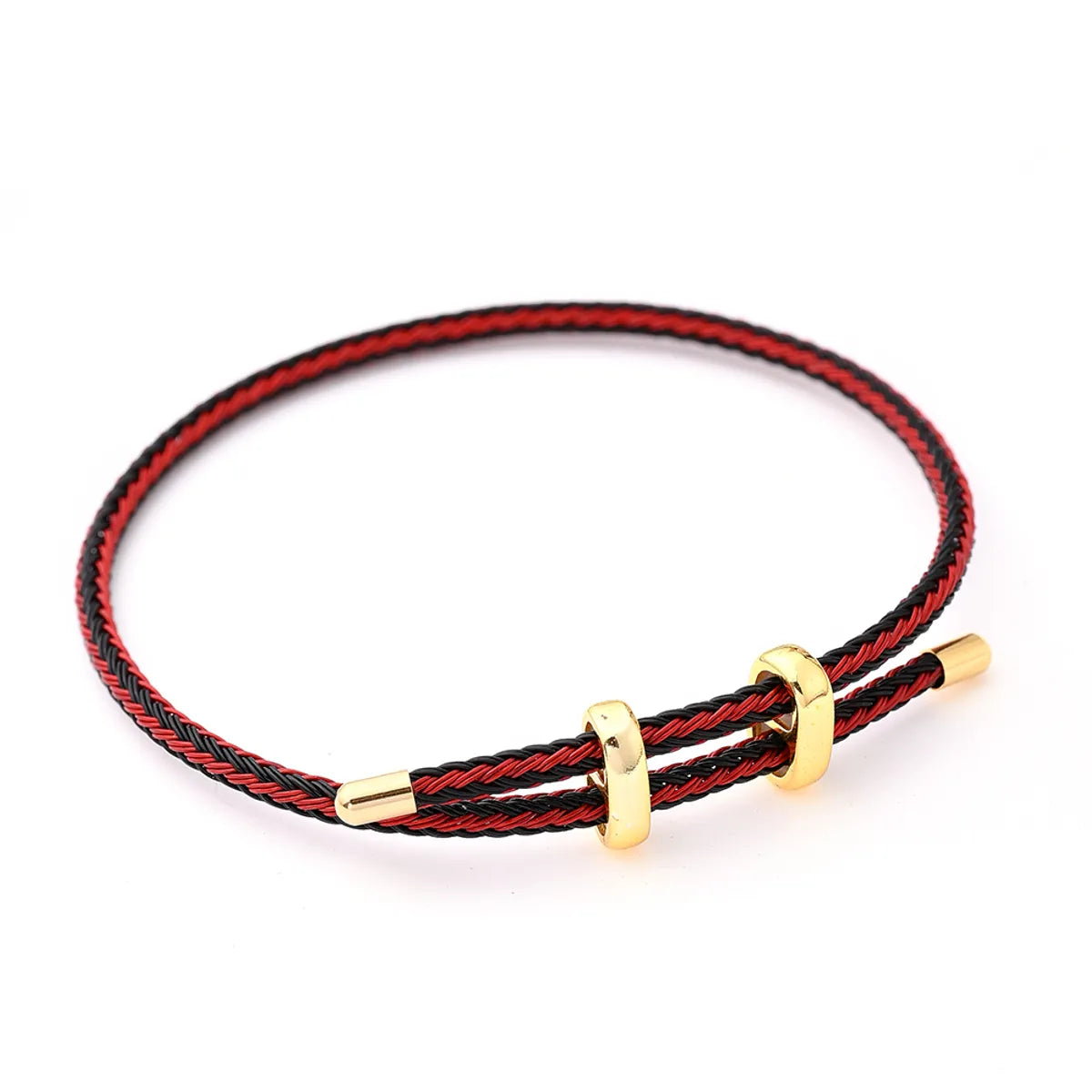 8-Word Buckle Black & Red Steel Wire Carrying Strap (Gold)