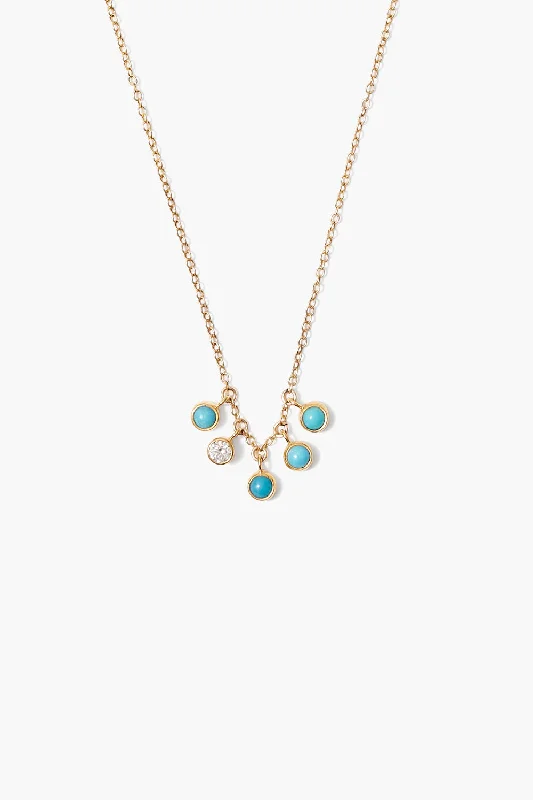 Women’s classic diamond necklaces-Delilah Charm Necklace Turquoise mix