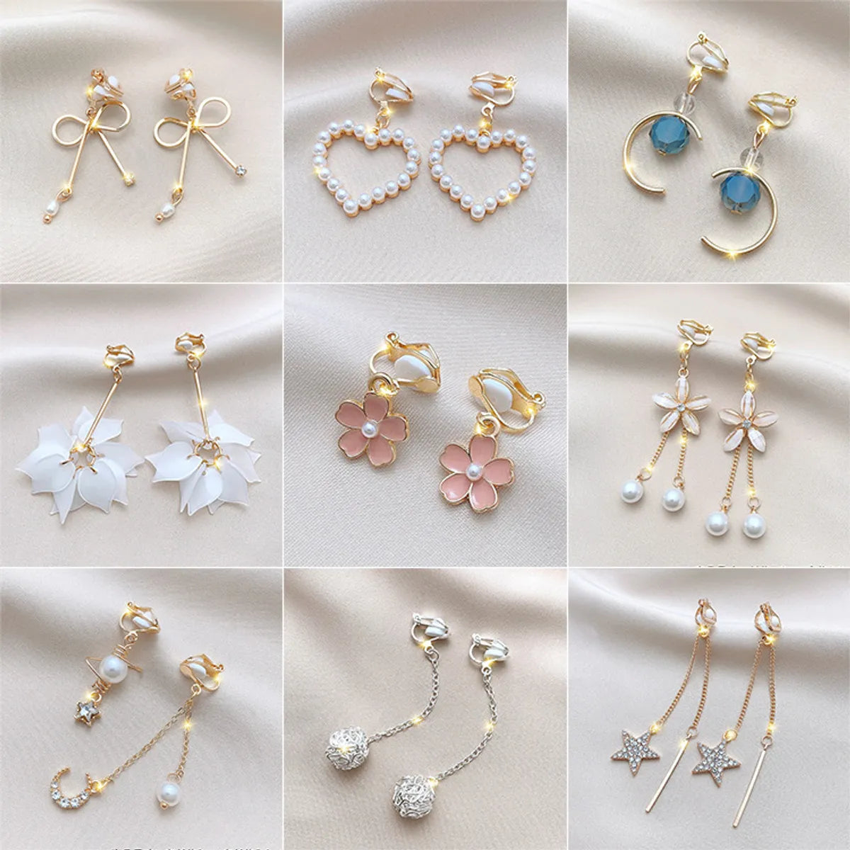 Women’s fashion rings-Fashion Geometric Alloy Plating Artificial Gemstones Women's Ear Clips 1 Pair