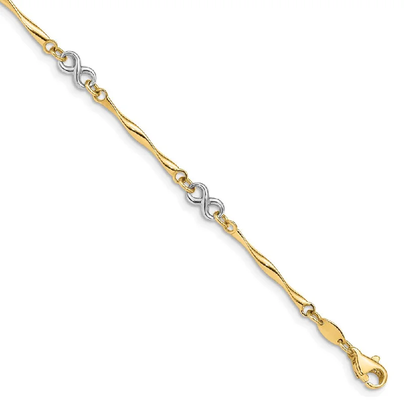 Women’s diamond bracelets-14k Two-tone Polished Infinity Bracelet-WBC-FB1484-7.5