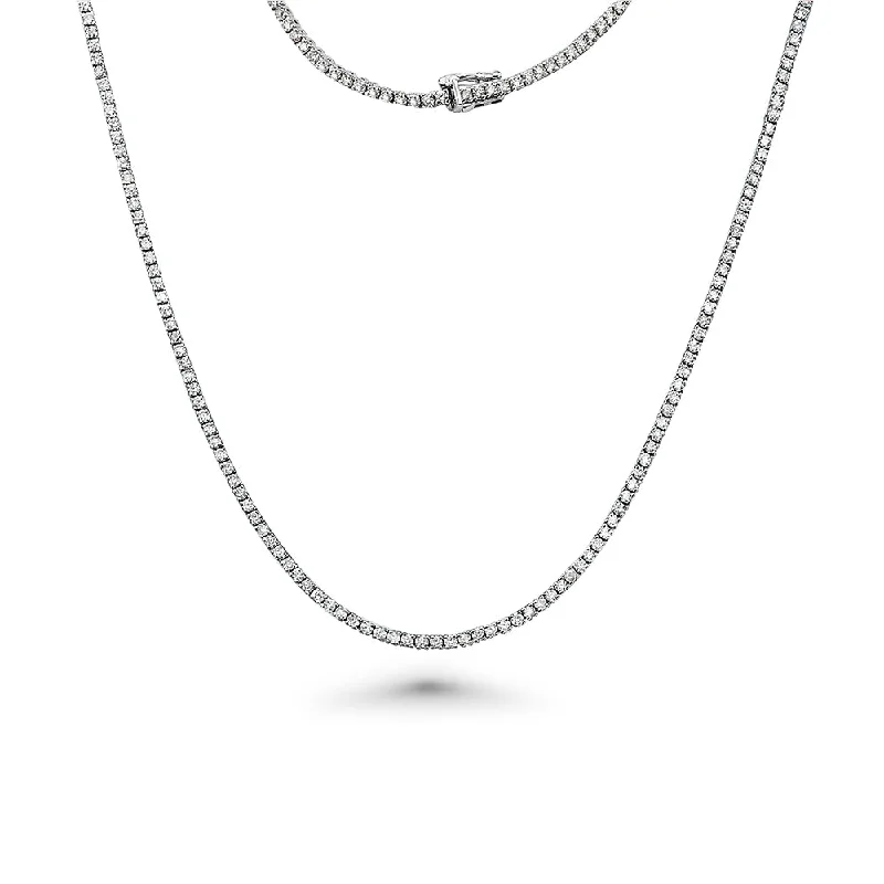 Women’s pendant necklaces-Showroom Collection Diamond Tennis Necklace (13.00 ct.) 2.7 mm 4-Prongs Setting in 14K Gold