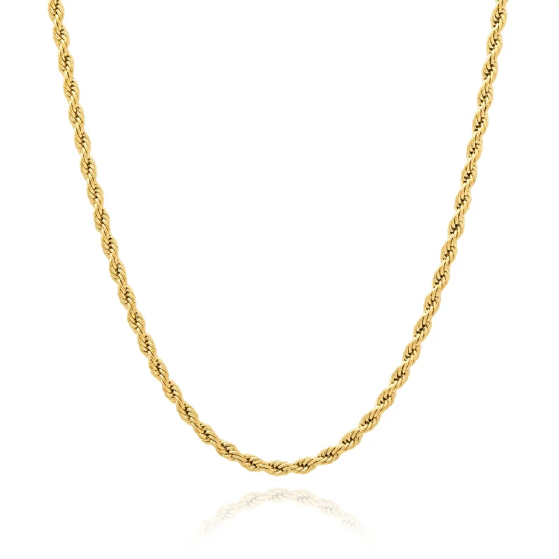 Women’s stackable necklaces-4mm Rope Chain (Gold)