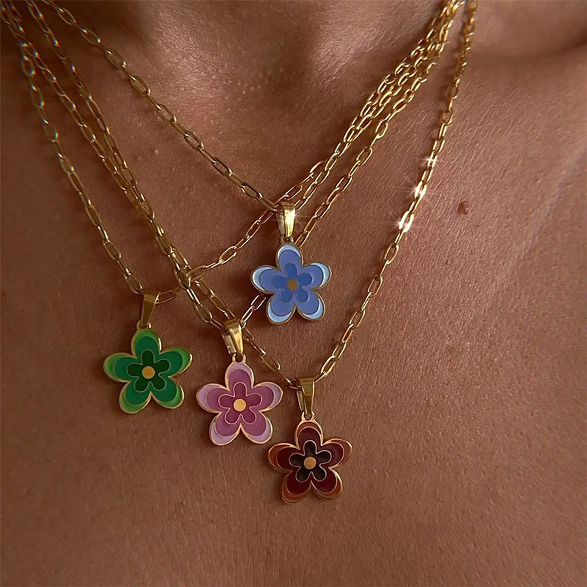 Women’s gold necklaces-Simple Style Flower Stainless Steel Necklace Plating Stainless Steel Necklaces