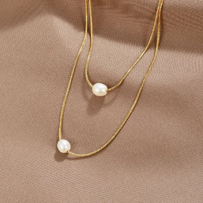 Women’s luxury wedding necklaces-Layered Freshwater Pearl Necklace