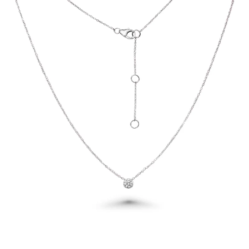 Women’s floral pendant necklaces-Solitaire Diamond Chain Necklace (0.25 ct.) Bezel Set in 14K Gold