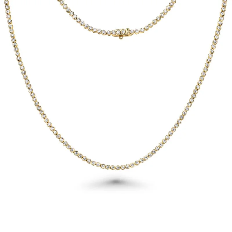 Women’s wedding set necklaces-Diamond Tennis Necklace (3.25 ct.) 2.5 mm Bezel Setting in 14K Gold