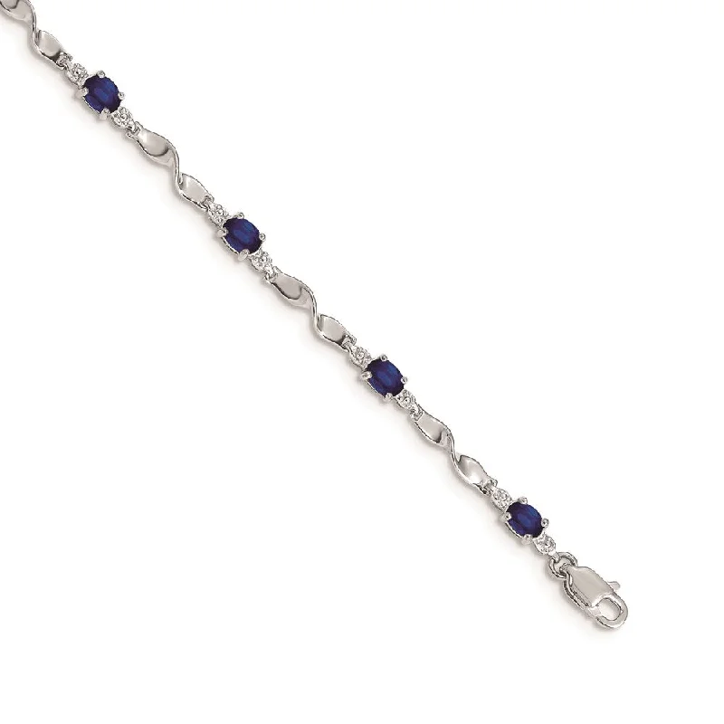 Women’s trendy bracelets-14k White Gold Diamond and Sapphire Bracelet-WBC-BM4475-SA-001-WA