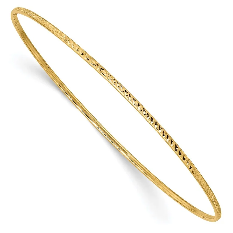 Women’s thick gold bangles-14k Yellow Gold 1.5mm Diamond-Cut Slip-on Bangle Bracelet Bracelet, 8"