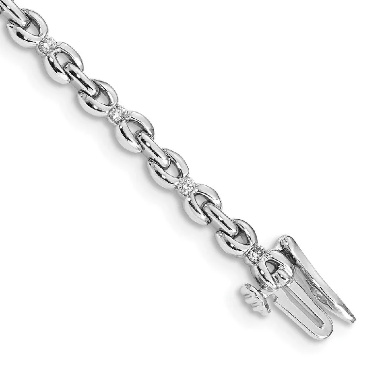 Women’s engraved bracelets-14k White Gold Diamond Bracelet-WBC-BM4609-033-WA