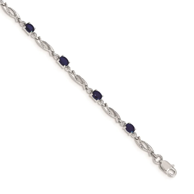 Women’s bangles-14k White Gold Diamond and Sapphire Bracelet-WBC-BM4476-SA-001-WA