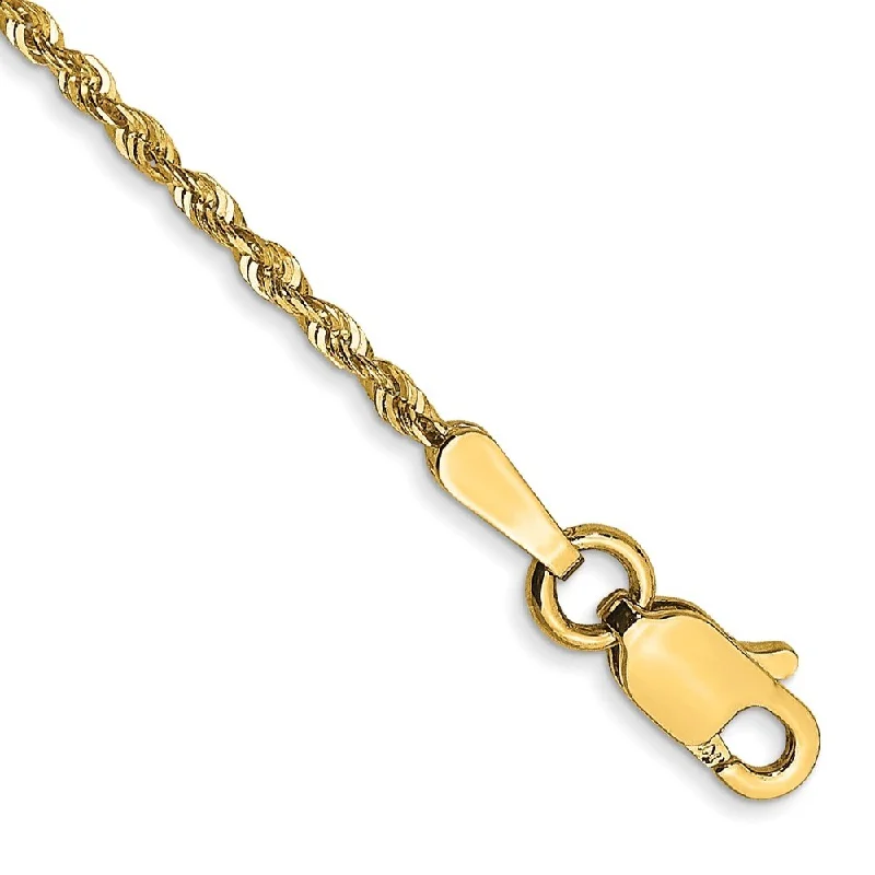 Women’s delicate bracelets-14k Yellow Gold 1.5mm Extra-Light Diamond-Cut Rope Chain Bracelet, 6"