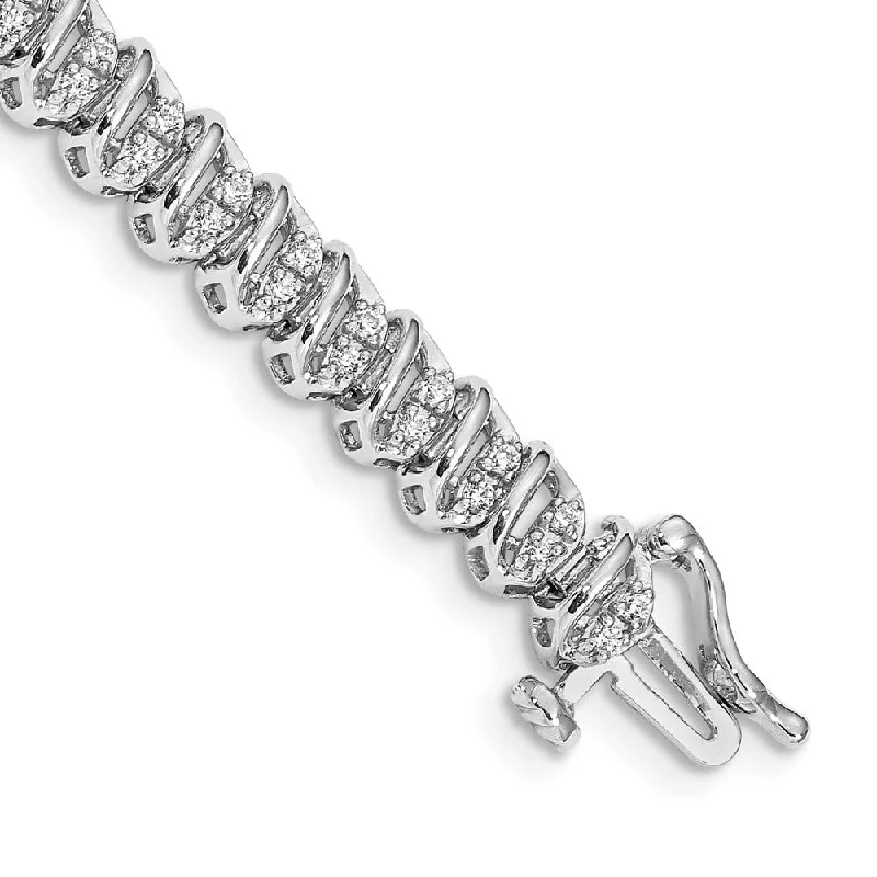 Women’s geometric bracelets-14k White Gold Diamond Fancy Bracelet-WBC-BM4645-100-WA