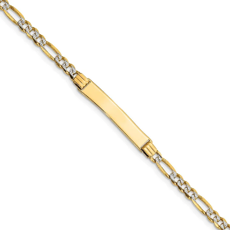 Women’s crystal bracelets-14k w/Rhodium Children's PavÇ Figaro Link ID Bracelet-WBC-BID47-6