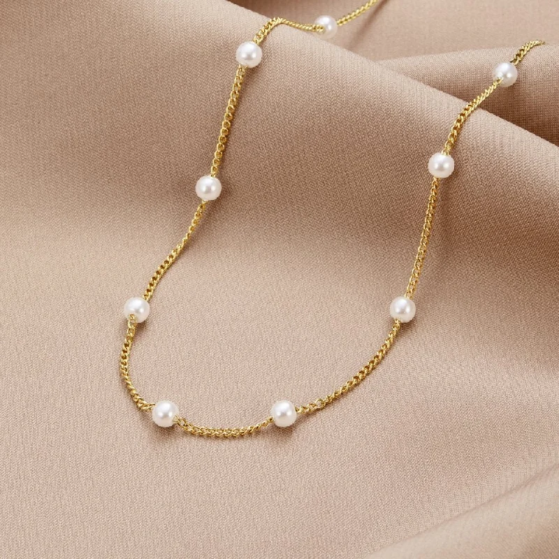 Women’s geometric necklaces-Nura Pearl 18K Gold Necklace